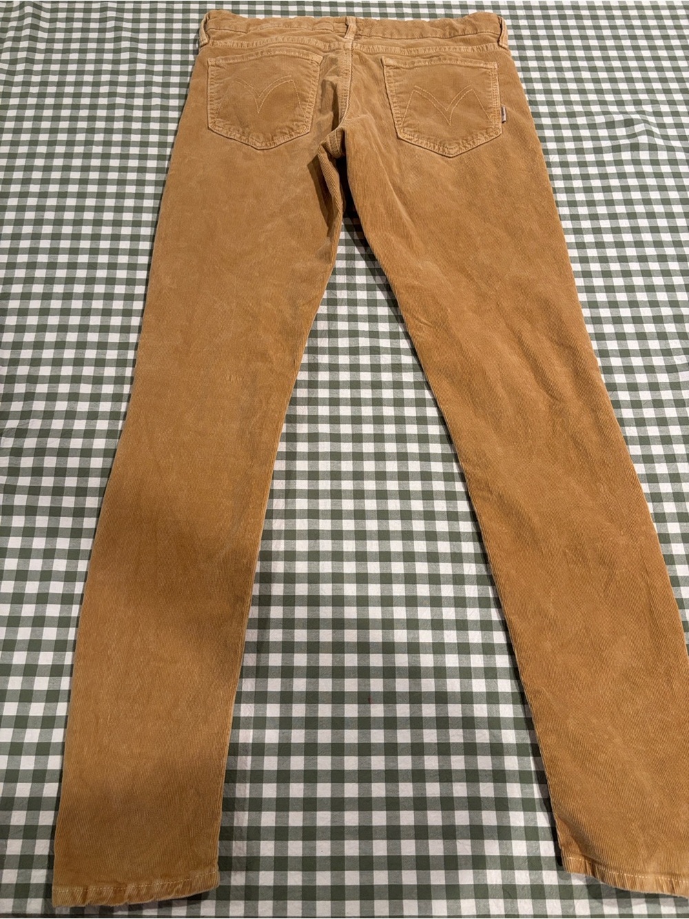 MOTHER Skinny Corduroy Jumpsuit Pants in Caramel